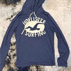 Hollister Navy Blue Surfing Hooded Long Sleeve Tee